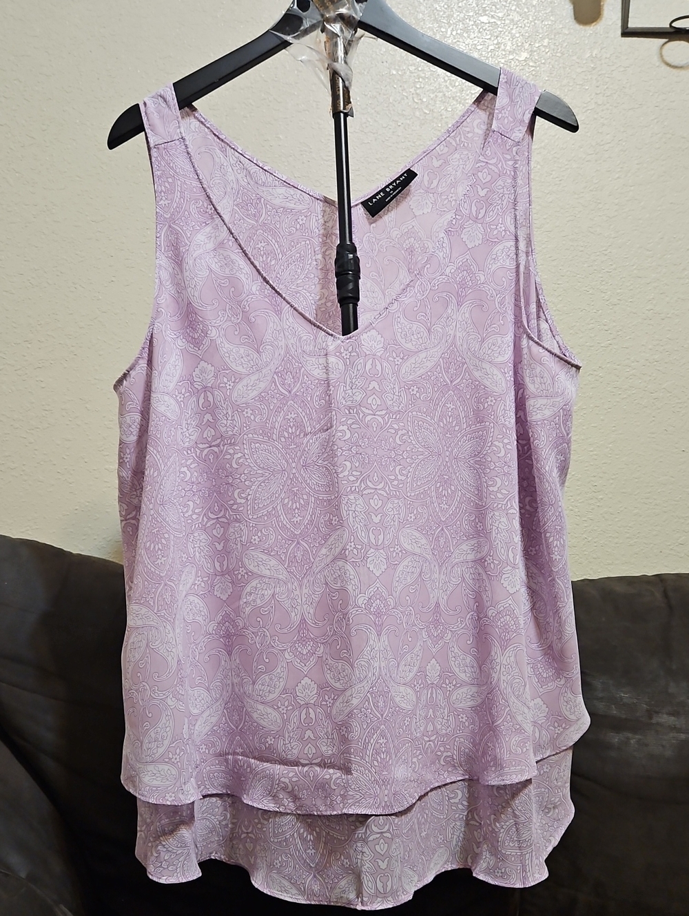 Lane Bryant Light Lavender Paisley Layered V-Neck Camisole